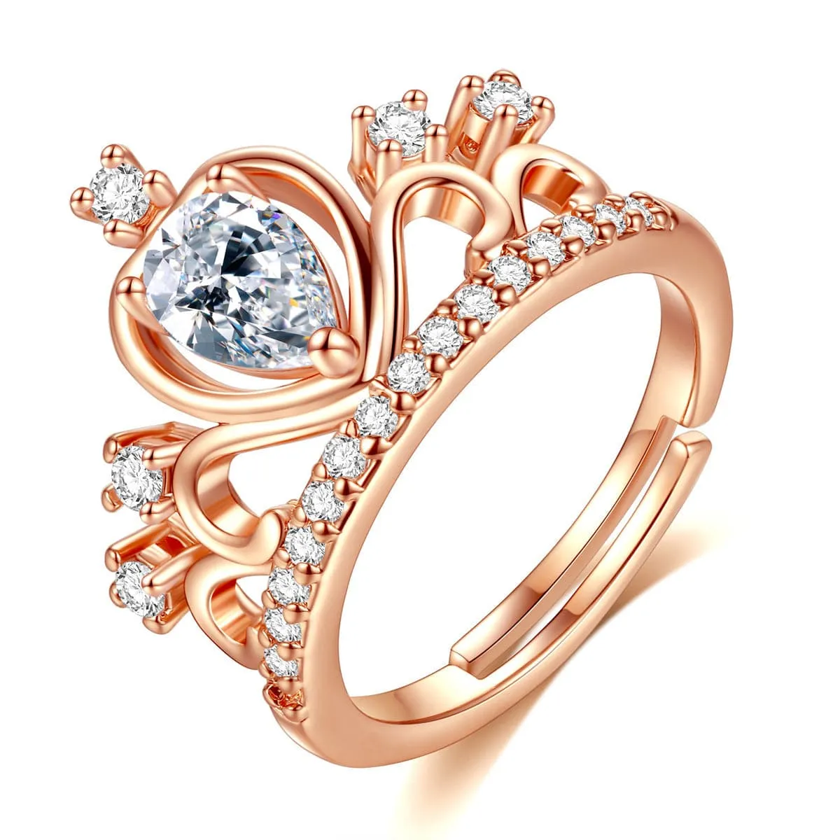 Crystal & Cubic Zirconia Crown Adjustable Ring