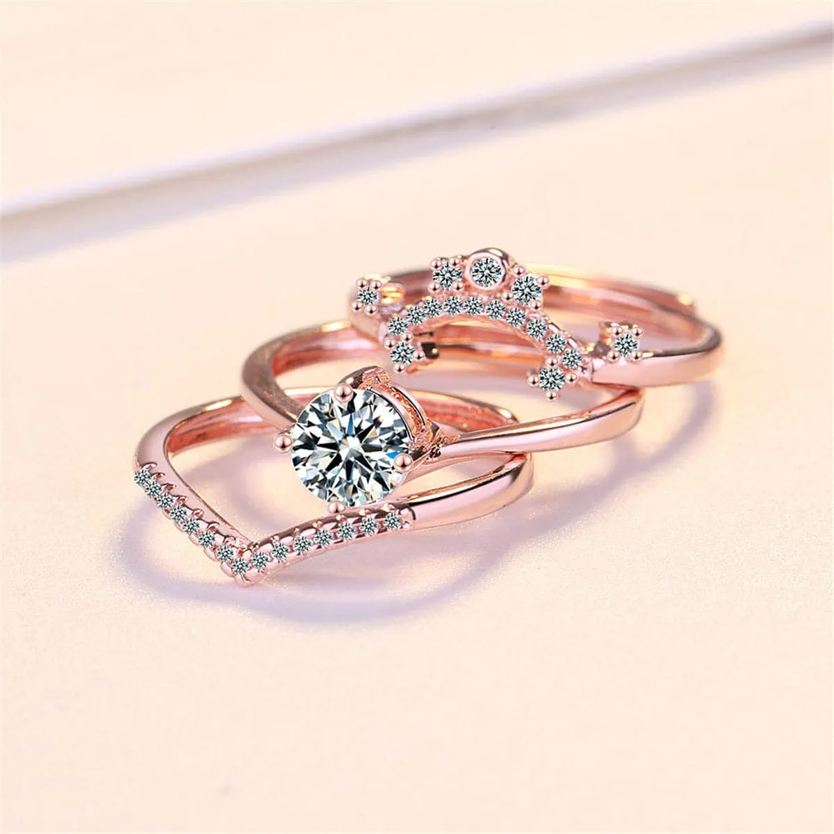 Crystal & Cubic Zirconia Ring Set
