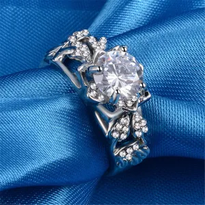 Crystal & Cubic Zirconia Tri-Floral Ring