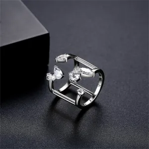Crystal & Silver-Plated Open Ring