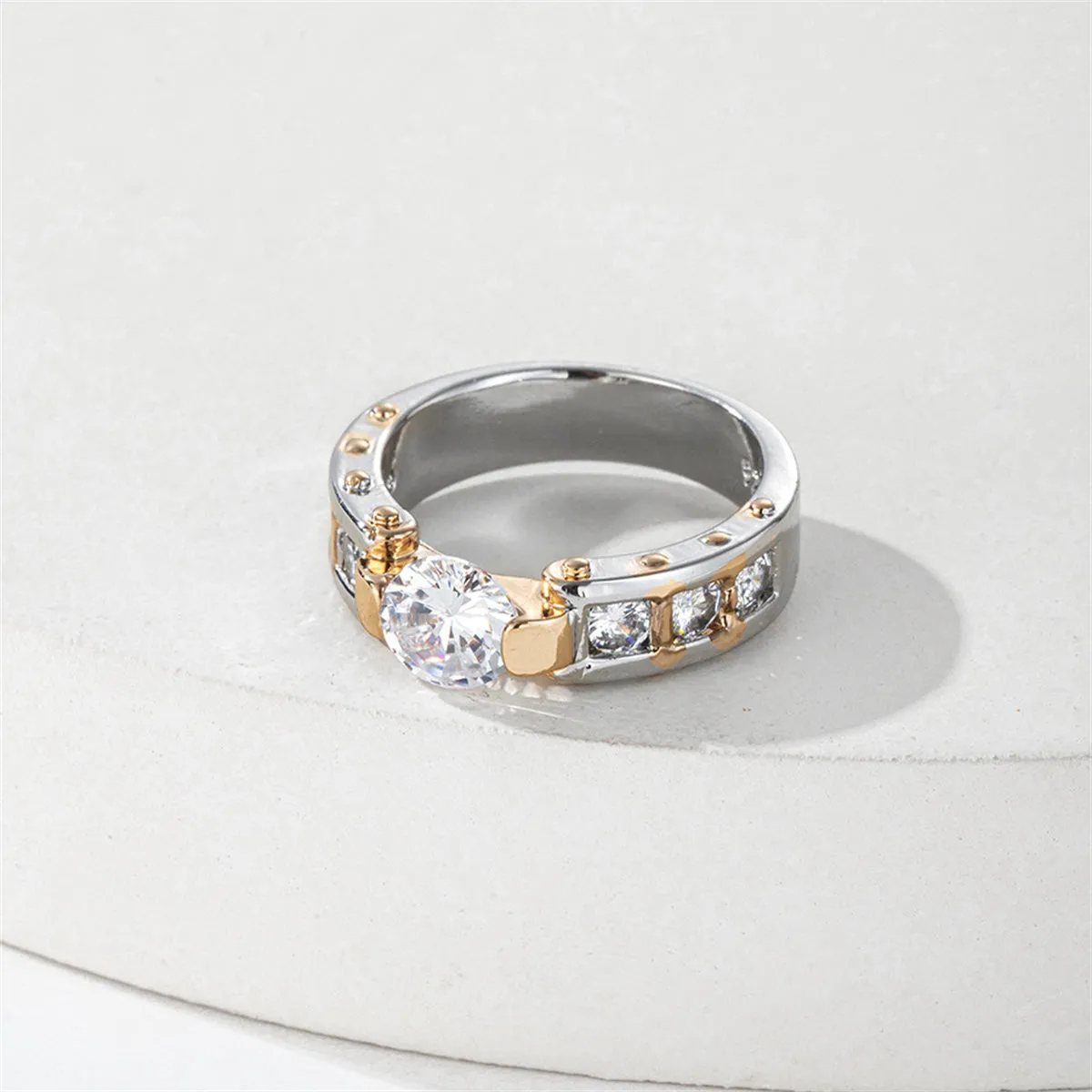 Crystal & Two Tone Cocktail Ring
