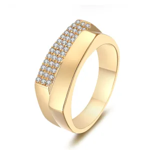 Cubic Zirconia & 18K Gold-Plated Geometric Two-Layer Band