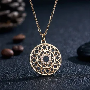 Cubic Zirconia & 18K Gold-Plated Lotus Pendant Necklace