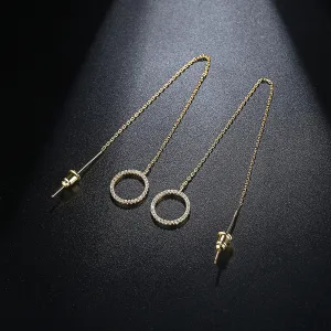 Cubic Zirconia & 18K Gold-Plated Open-Circle Threader Earrings