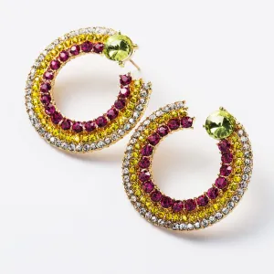 Cubic Zirconia & 18K Gold-Plated Open Hoop Earrings