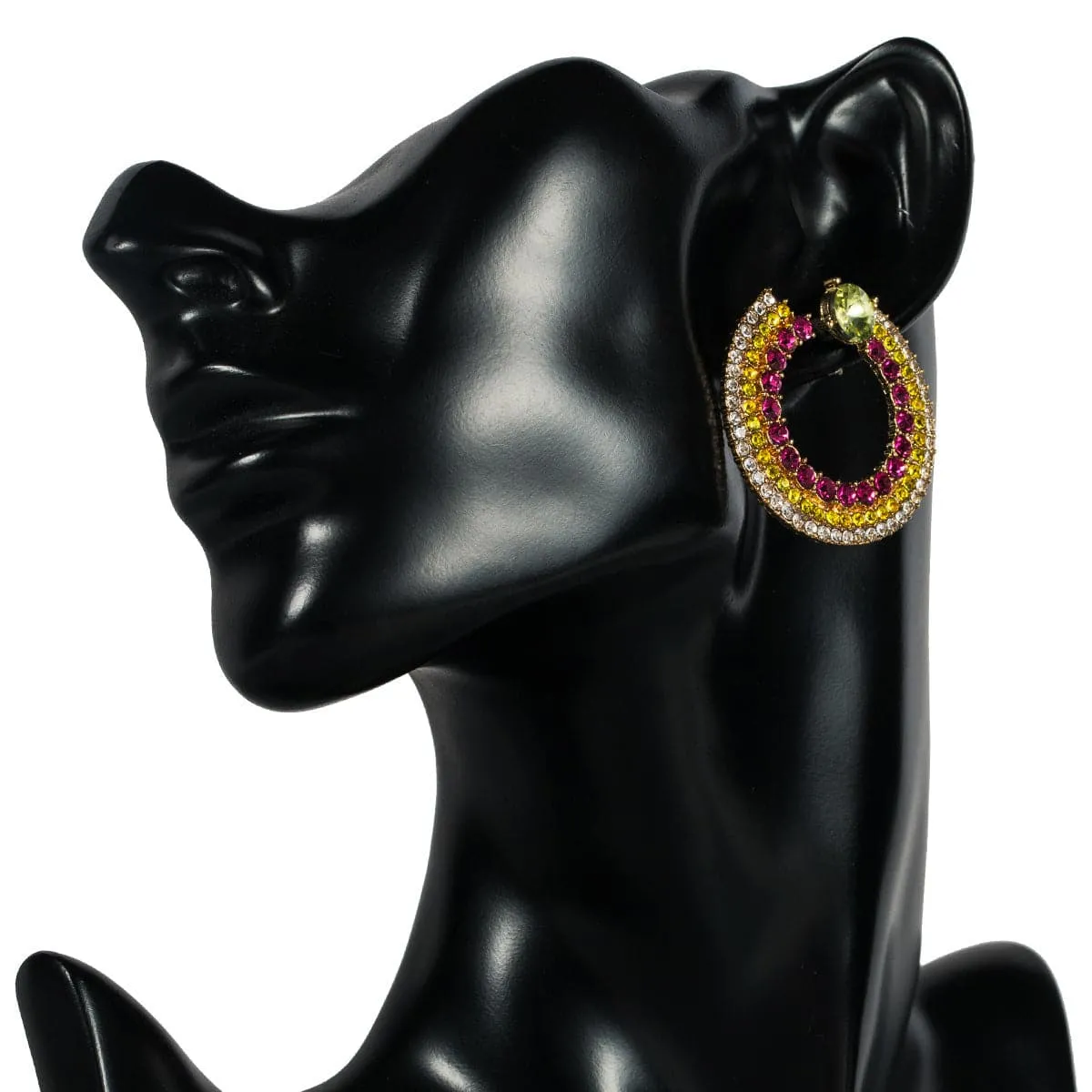 Cubic Zirconia & 18K Gold-Plated Open Hoop Earrings