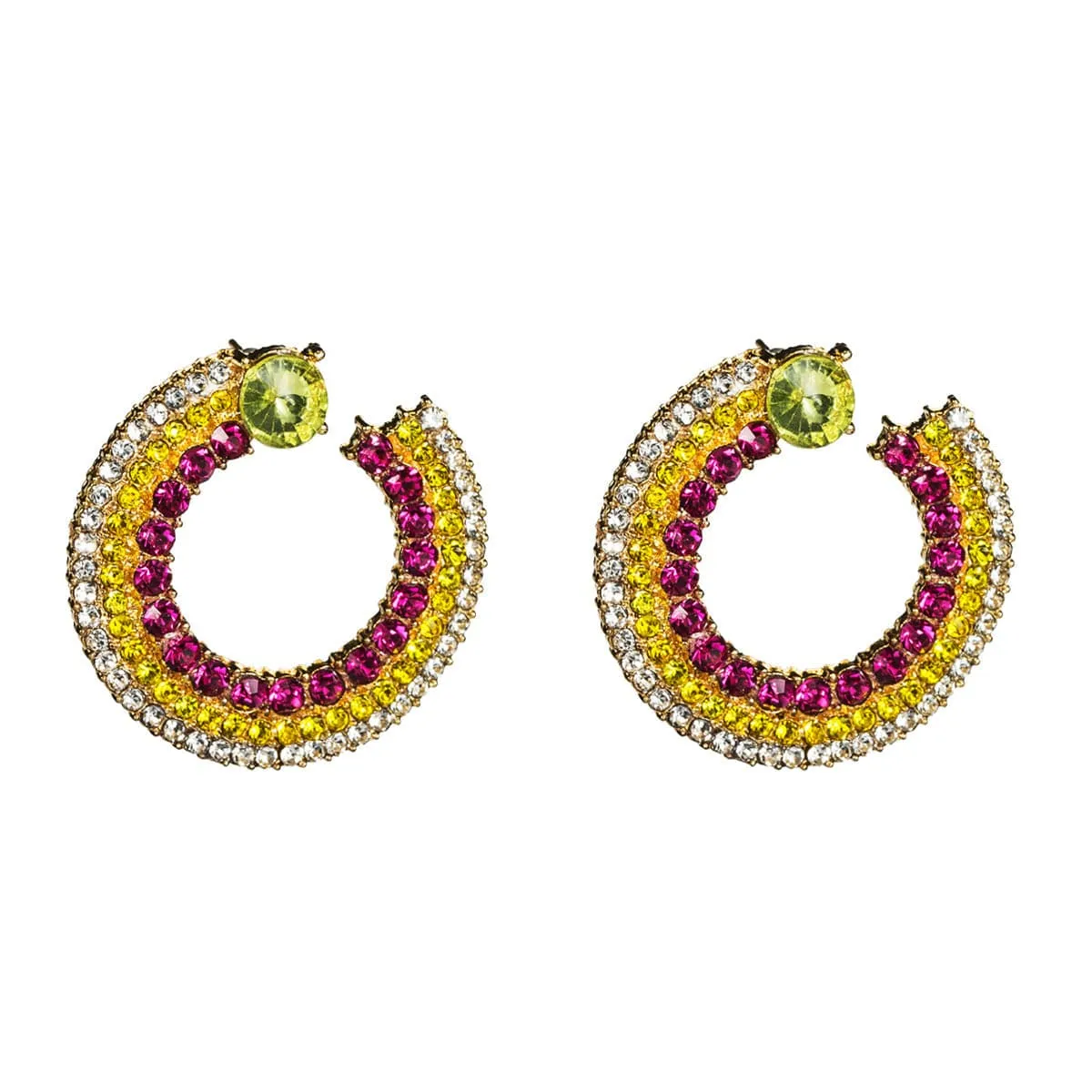 Cubic Zirconia & 18K Gold-Plated Open Hoop Earrings