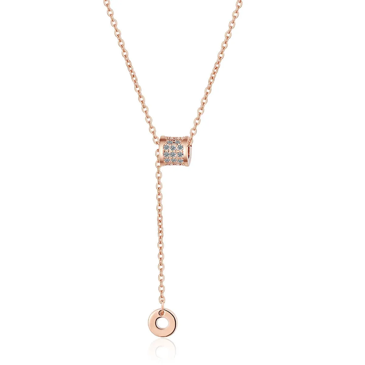Cubic Zirconia & 18K Rose Gold-Plated Coin Pendant Necklace