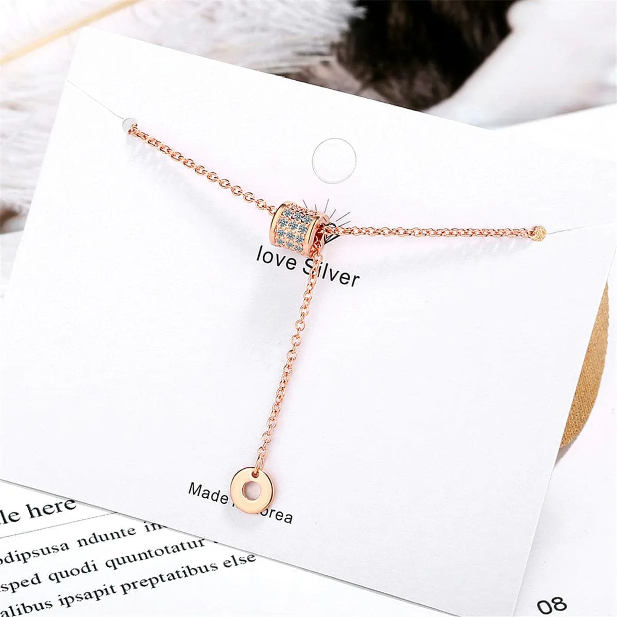 Cubic Zirconia & 18K Rose Gold-Plated Coin Pendant Necklace