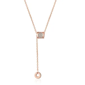 Cubic Zirconia & 18K Rose Gold-Plated Coin Pendant Necklace
