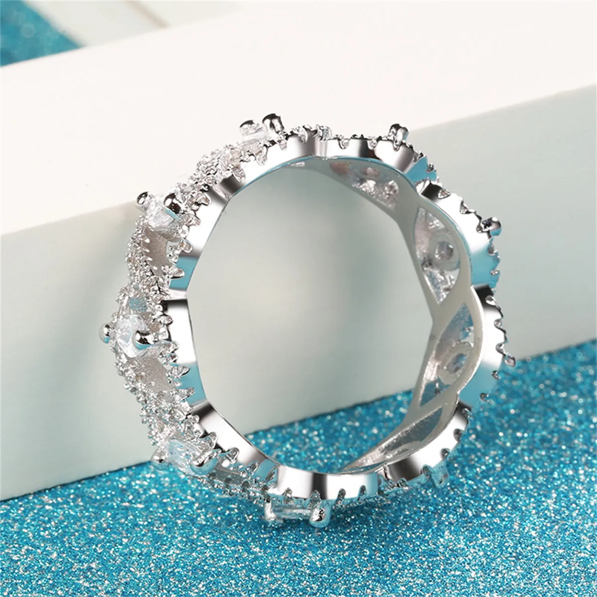Cubic Zirconia & Crystal Marquise-Cut Leaves Band Ring