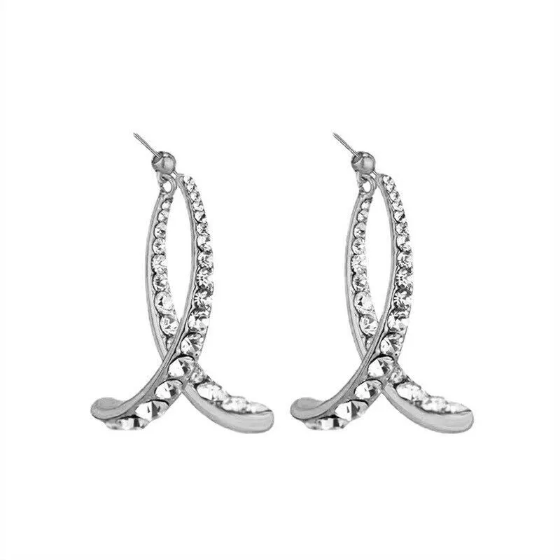 Cubic Zirconia & Silver-Plated Double Arc Ear Jackets