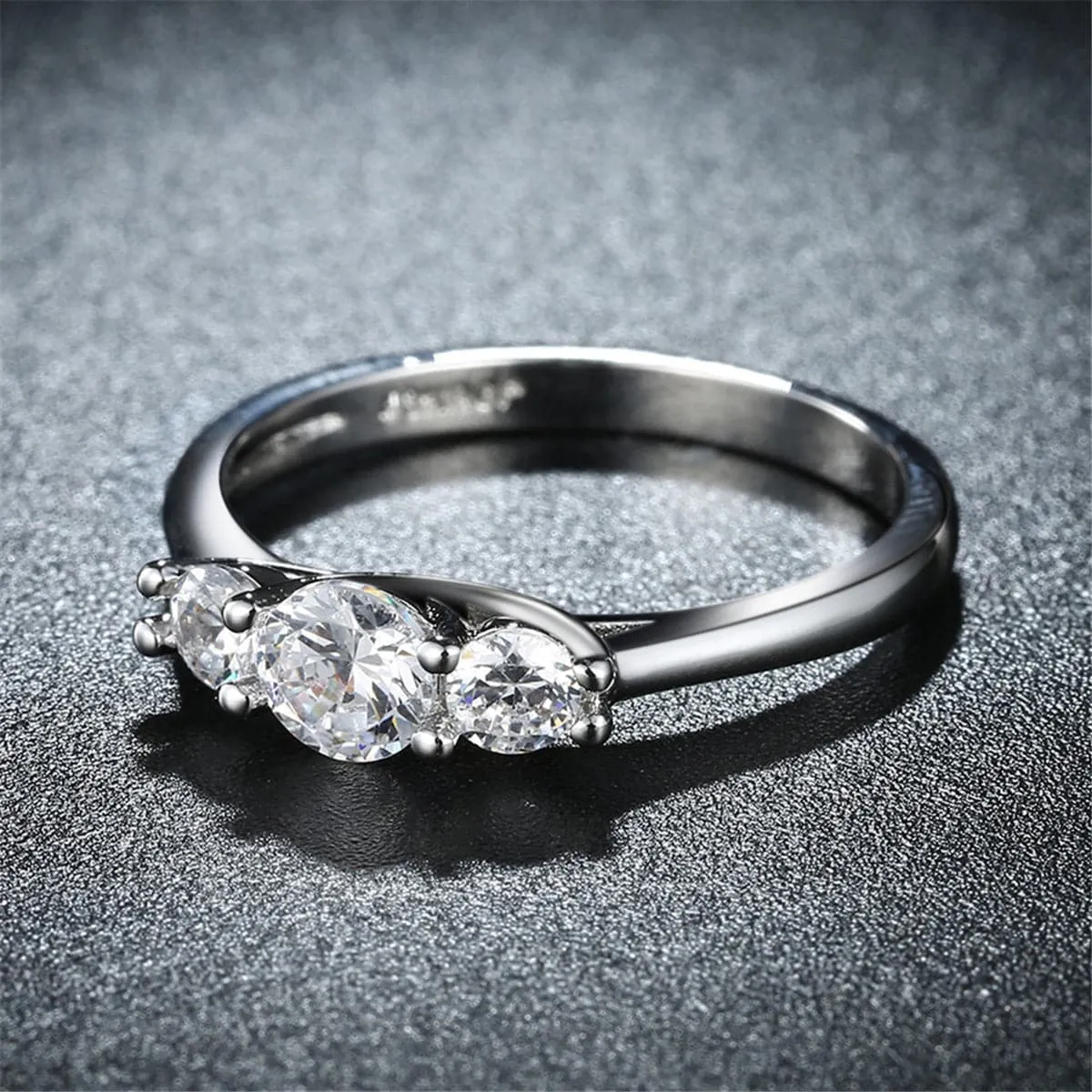 Cubic Zirconia & Silver-Plated Three-Prong Ring
