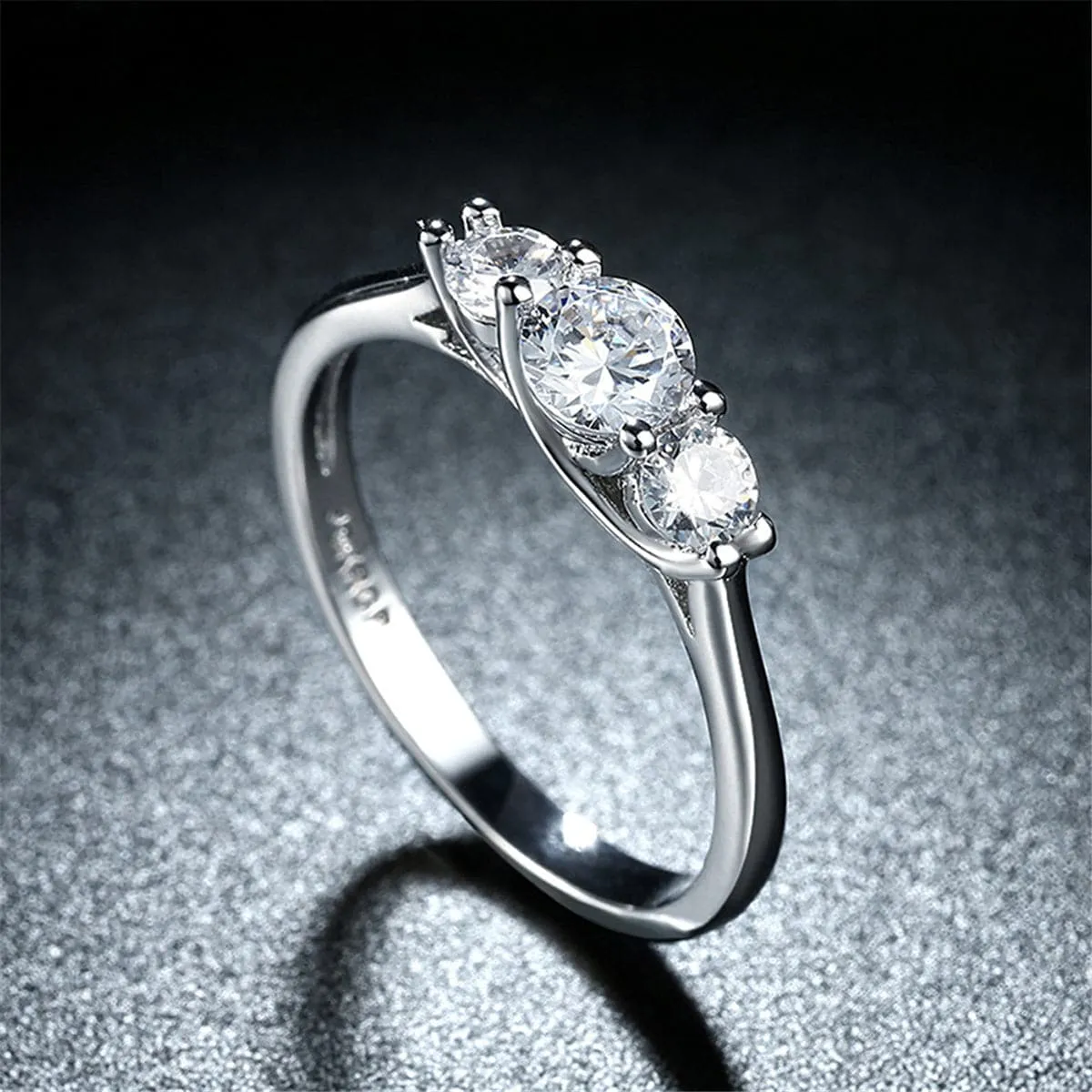 Cubic Zirconia & Silver-Plated Three-Prong Ring