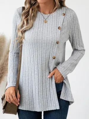 Decorative Button Long Sleeve Shirt