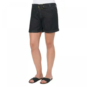 Democracy Women's High Rise Paperbag Cuffed Belted Jean Shorts