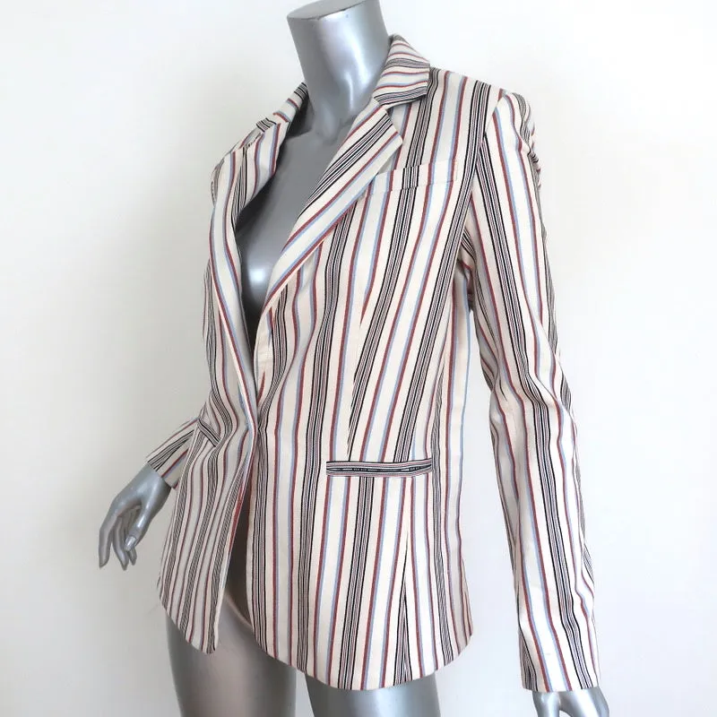 Derek Lam 10 Crosby Blazer Ecru Striped Stretch Cotton Size 0 One-Button Jacket