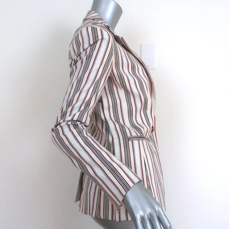 Derek Lam 10 Crosby Blazer Ecru Striped Stretch Cotton Size 0 One-Button Jacket