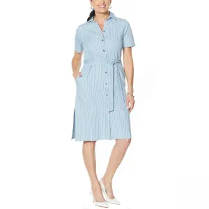 DG2 by Diane Gilman Women's Patterned Chambray Duster Shirt Dress