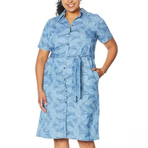 DG2 by Diane Gilman Women's Plus Size SoftCell Printed Duster Shirtdress