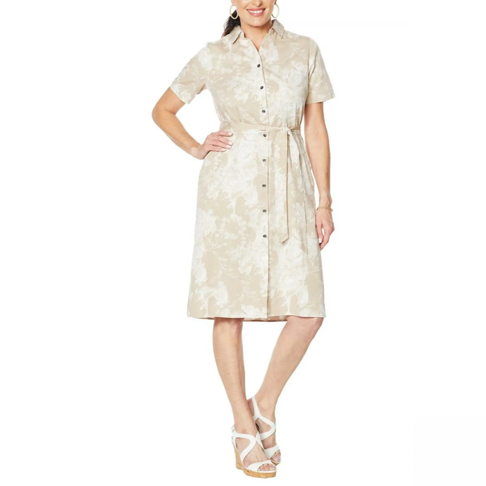 DG2 by Diane Gilman Women's Printed SoftCell Chambray Duster Dress