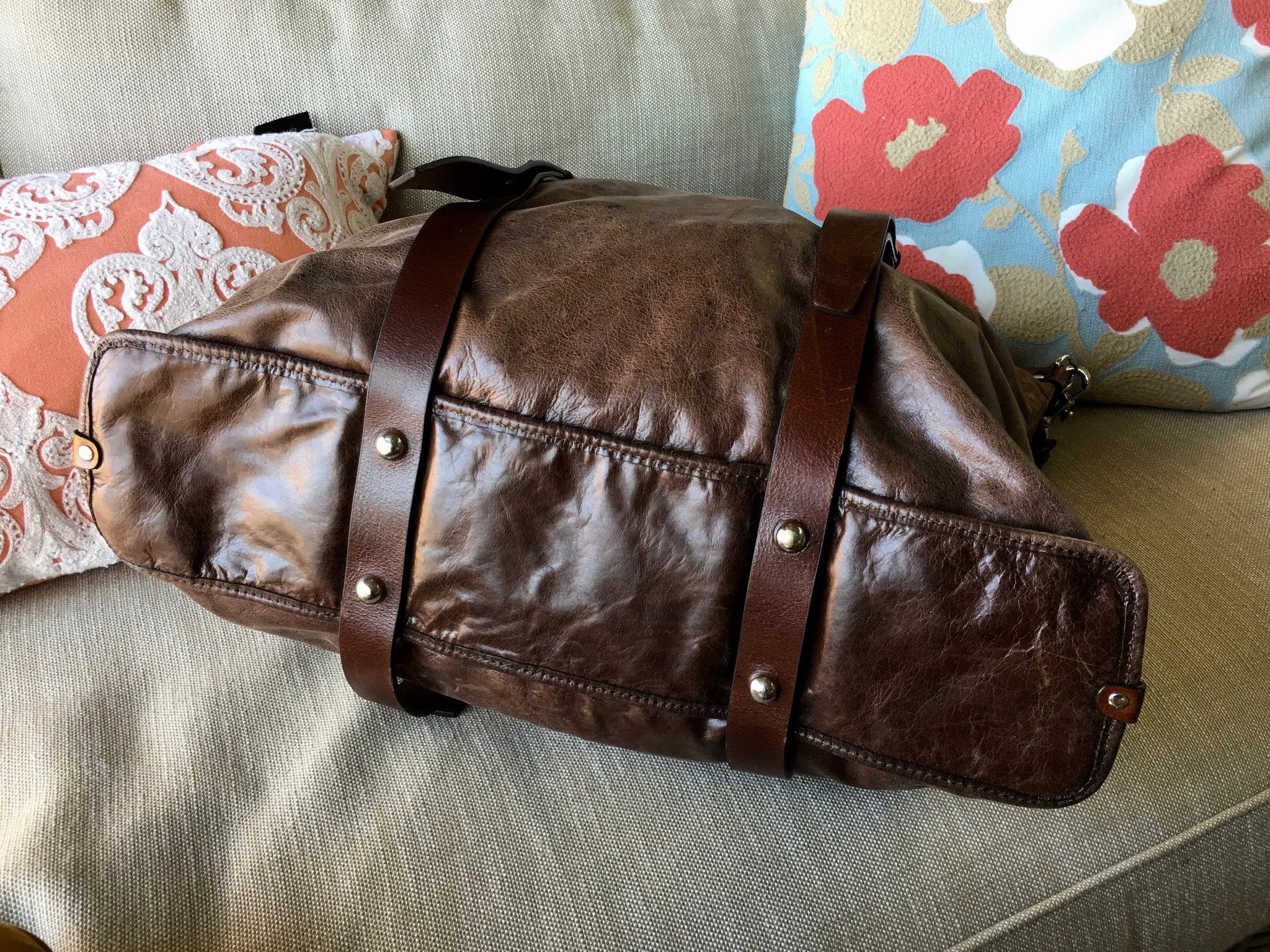 Dolce & Gabbana Brown Leather Travel Overnight Shoulder Bag