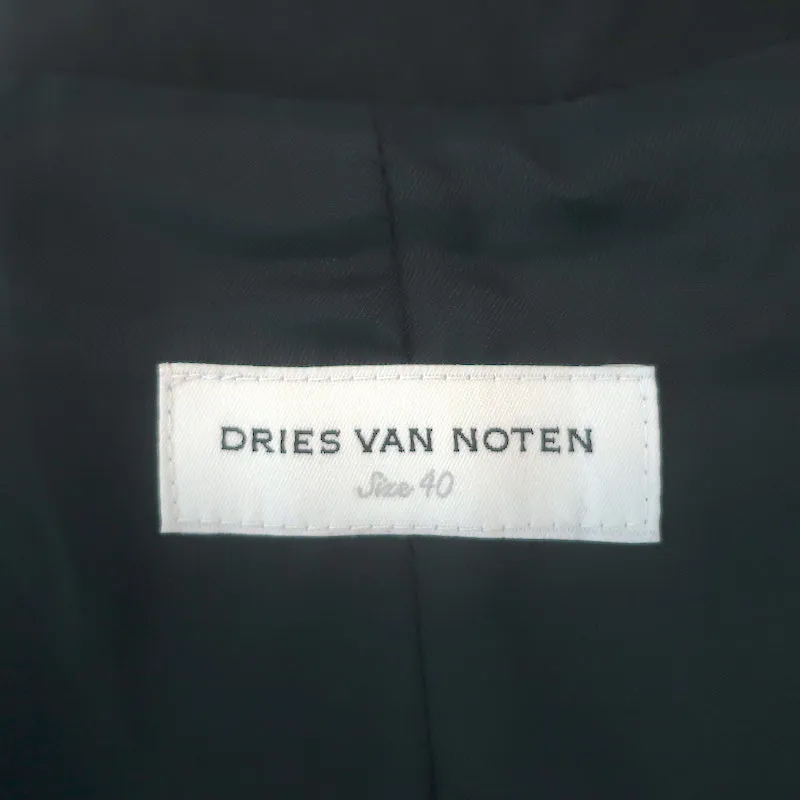 Dries Van Noten Belted Blazer Black Wool-Blend Size 40 Layered-Lapel Jacket