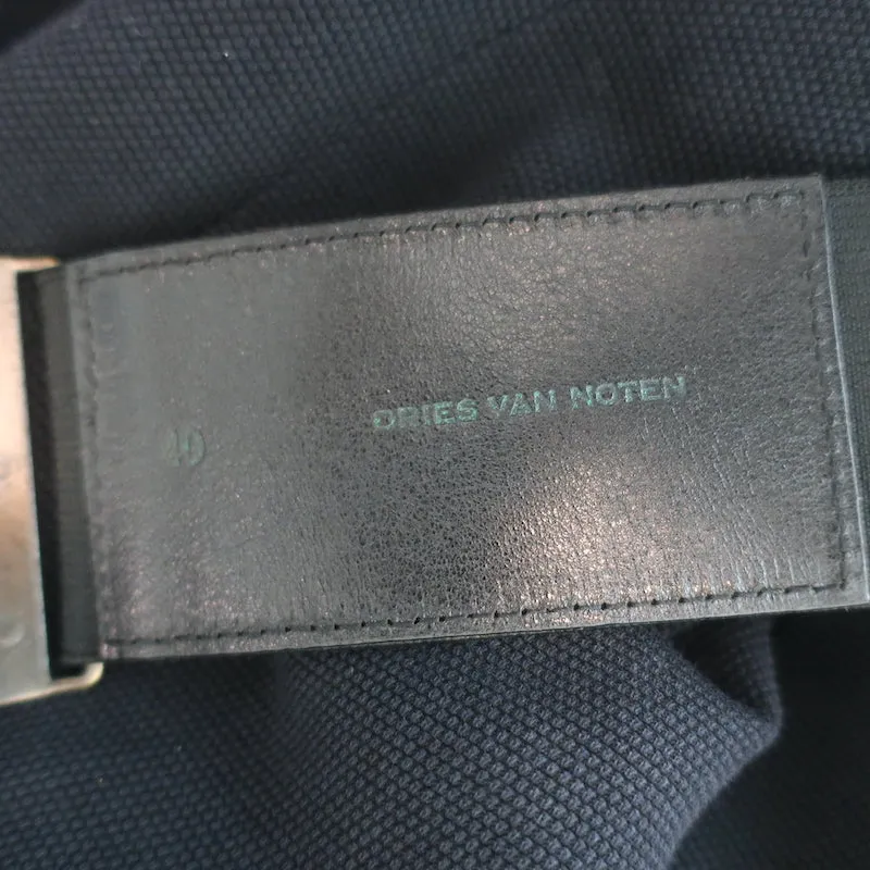 Dries Van Noten Belted Blazer Black Wool-Blend Size 40 Layered-Lapel Jacket