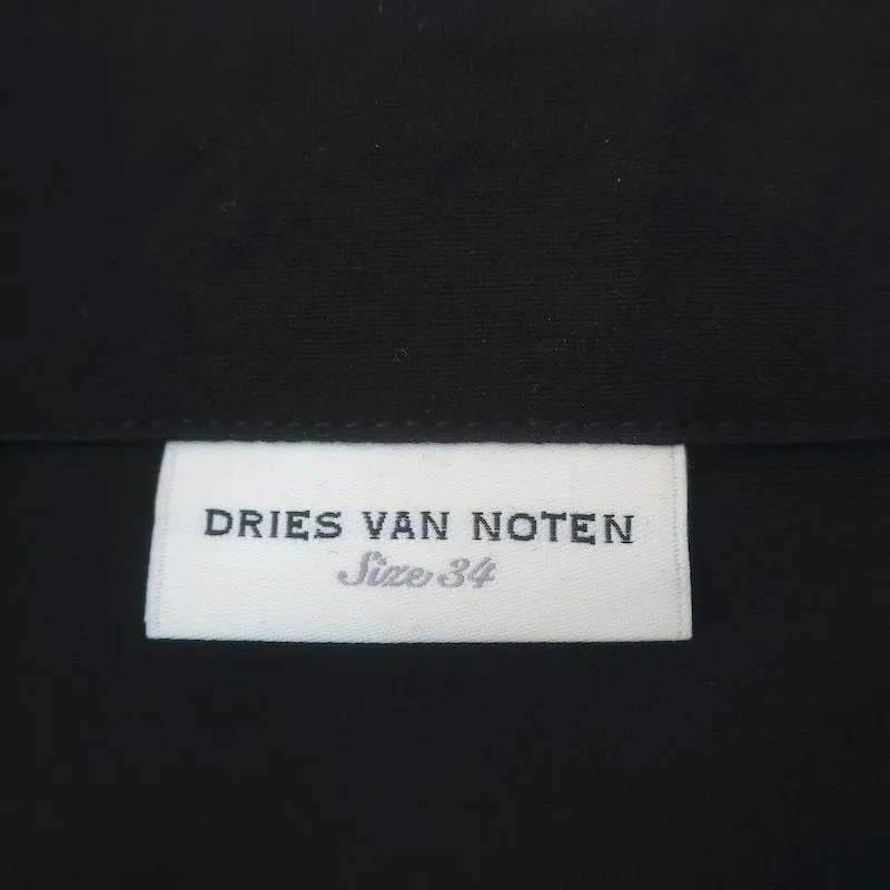 Dries Van Noten Belted Wrap Dress Black Cotton-Blend Size 34 Half-Sleeve Midi