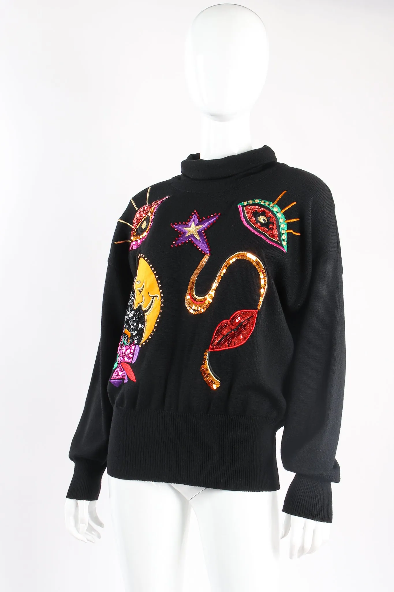 Embellished Moon Appliqué Sweater