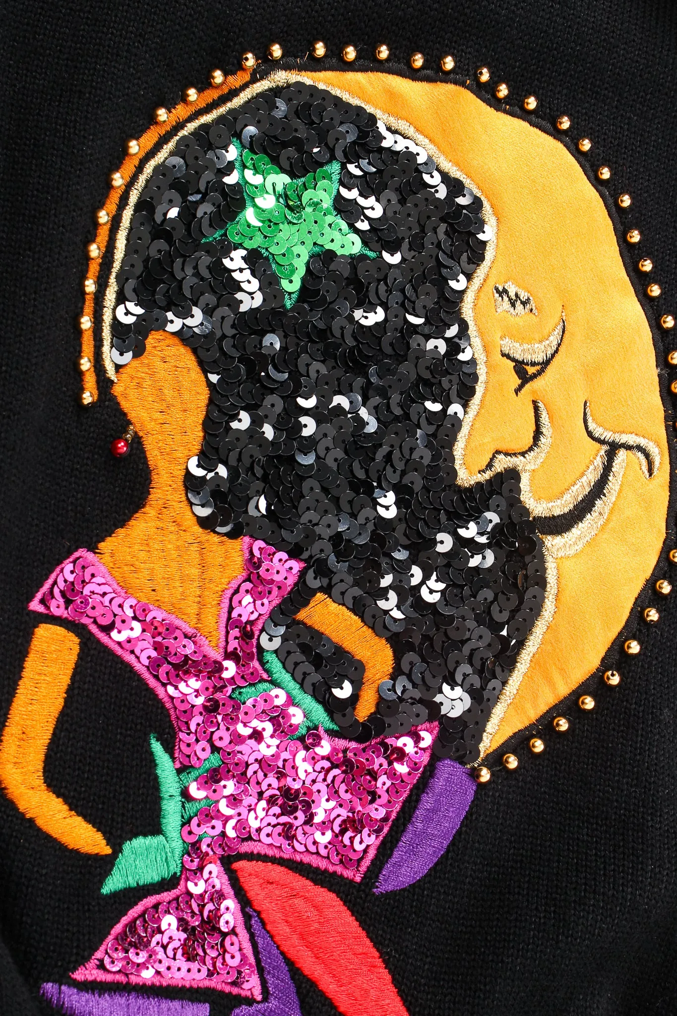 Embellished Moon Appliqué Sweater