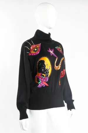 Embellished Moon Appliqué Sweater