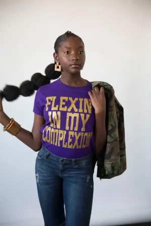 Flexin' In My Complexion Tee: Purple & Gold