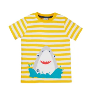 Frugi Sid Yellow Stripe Shark T-Shirt Mj5bi