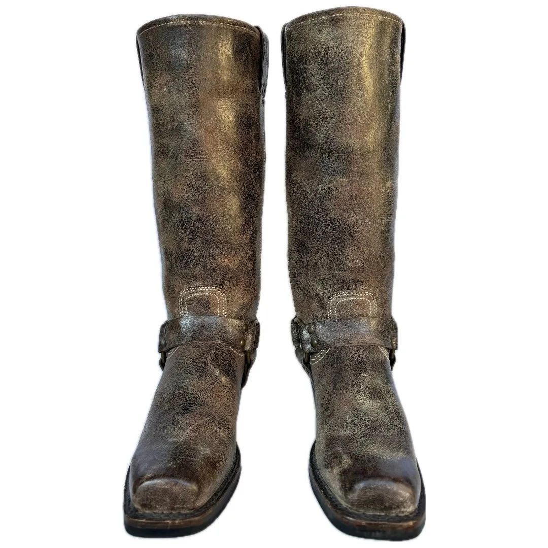 FRYE Harness 15R Brown Tall Knee High Biker Moto Motorcycle Boots