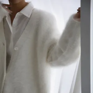 Fuzzy Button Down Long Sleeve Cardigan