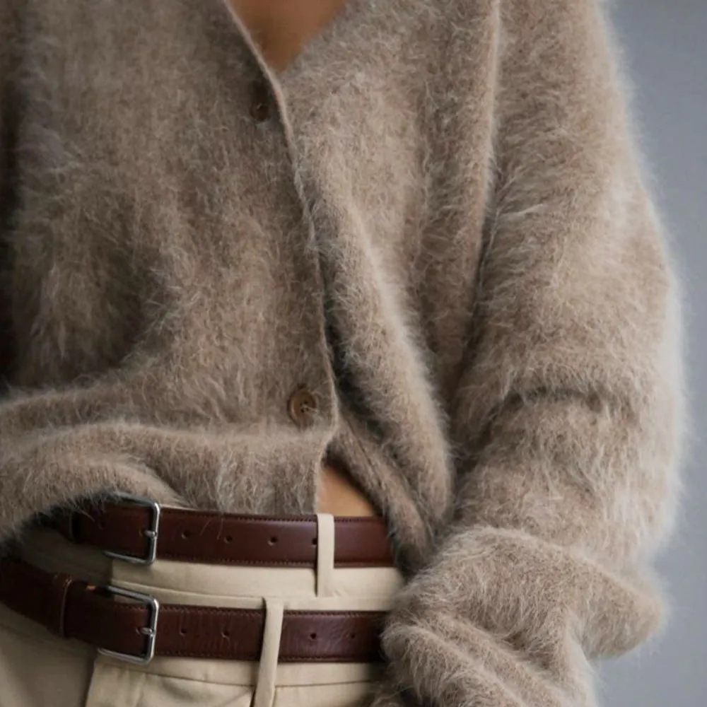 Fuzzy Button Down Long Sleeve Cardigan