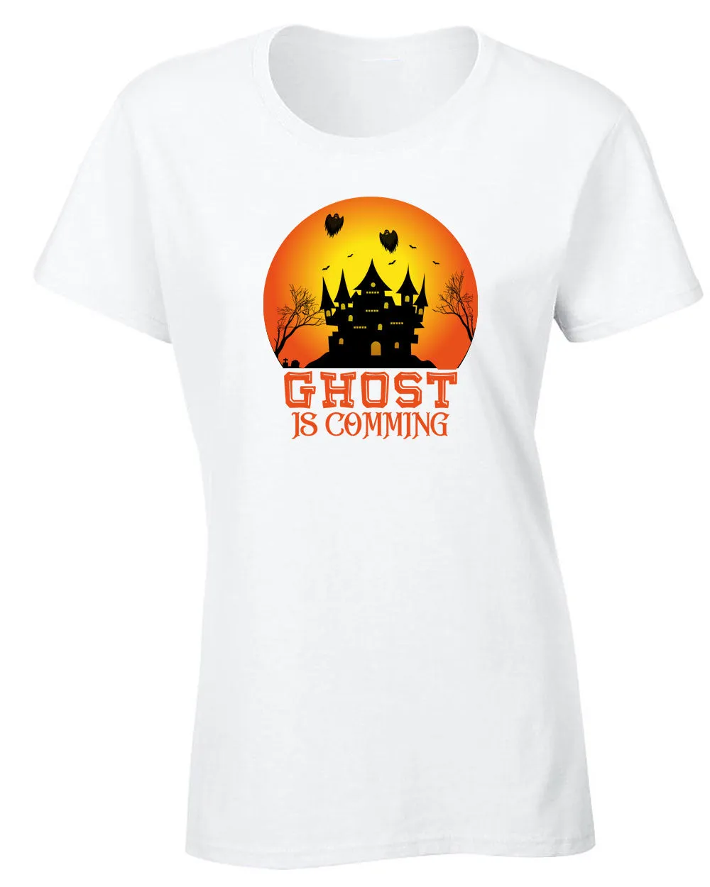 Ghost is coming Halloween scary t-shirt women t-shirt