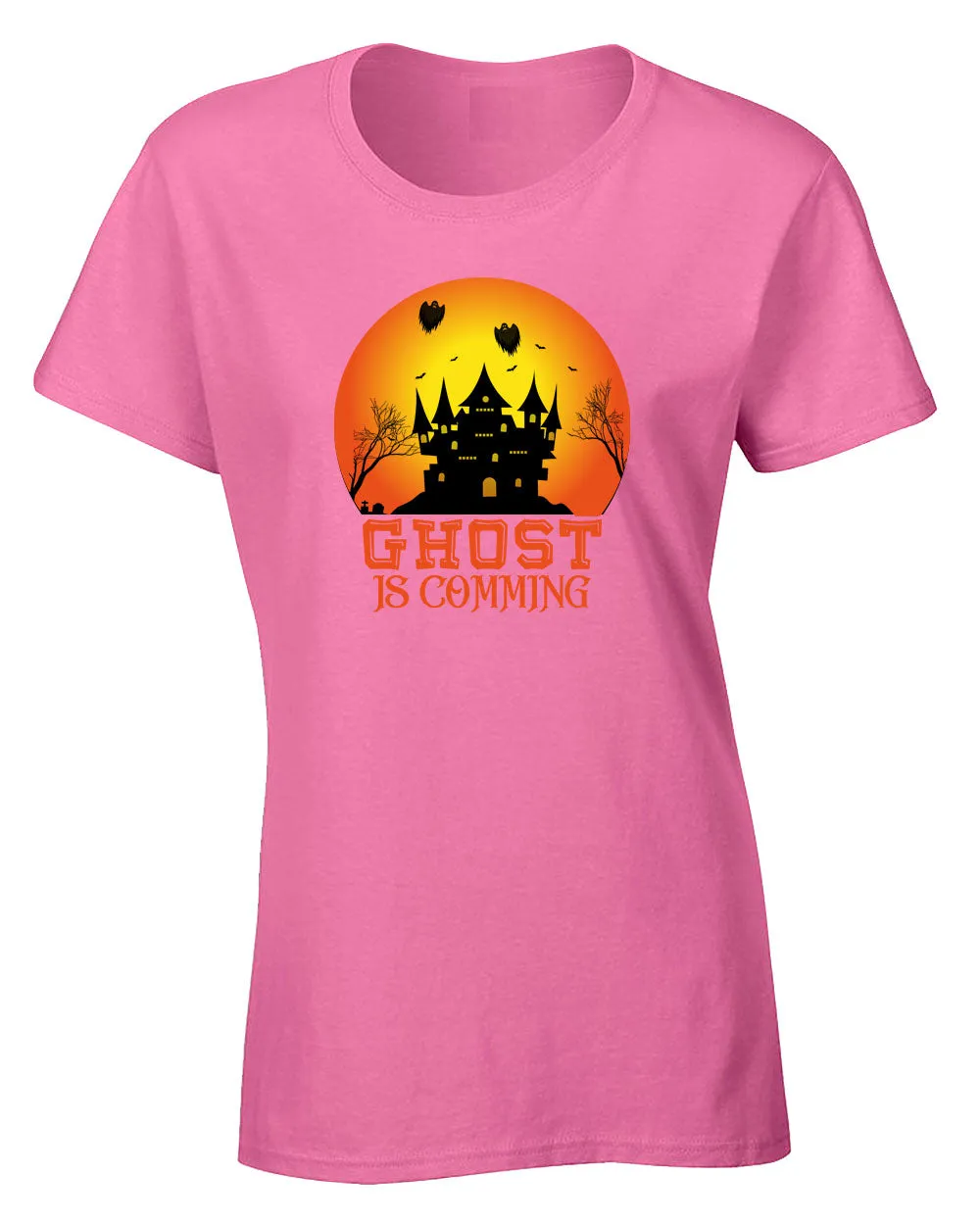 Ghost is coming Halloween scary t-shirt women t-shirt