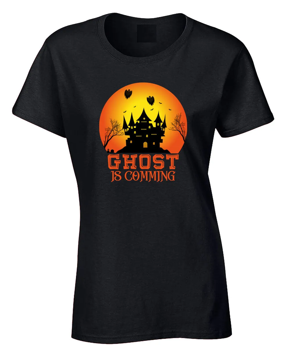 Ghost is coming Halloween scary t-shirt women t-shirt