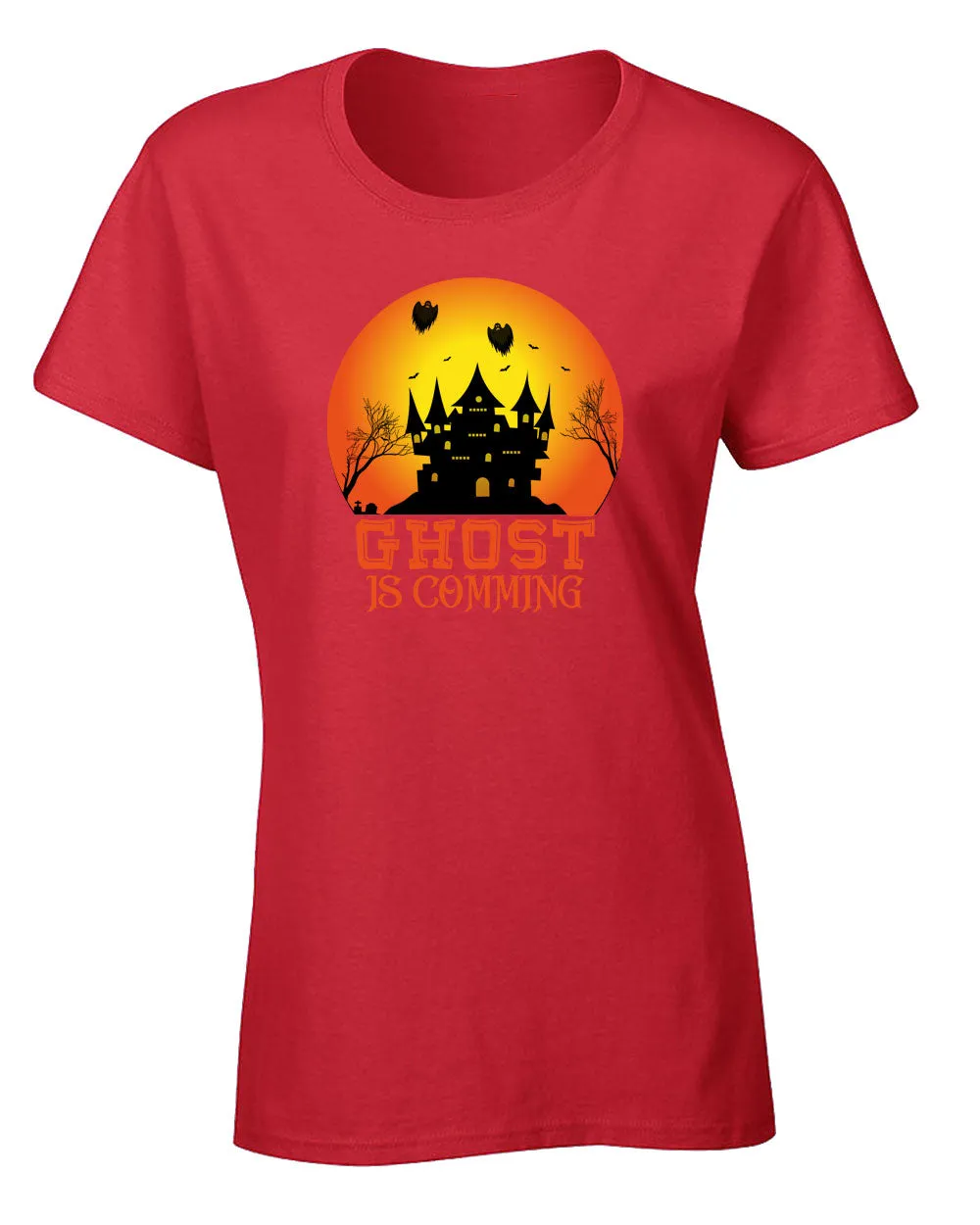 Ghost is coming Halloween scary t-shirt women t-shirt