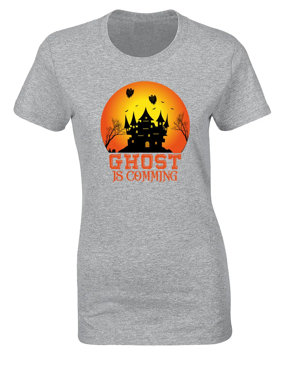 Ghost is coming Halloween scary t-shirt women t-shirt