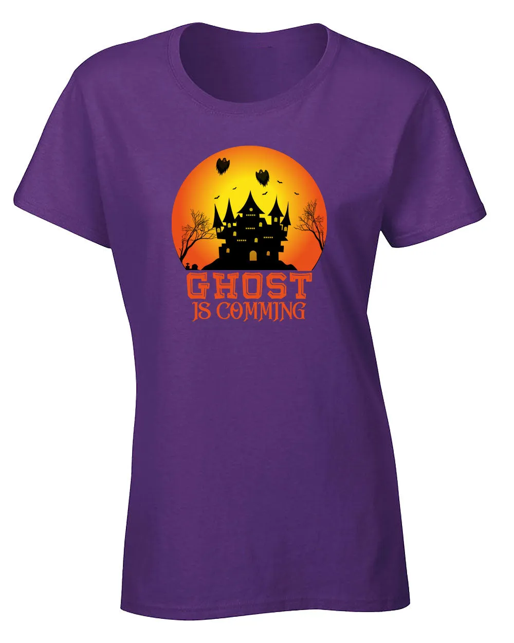 Ghost is coming Halloween scary t-shirt women t-shirt