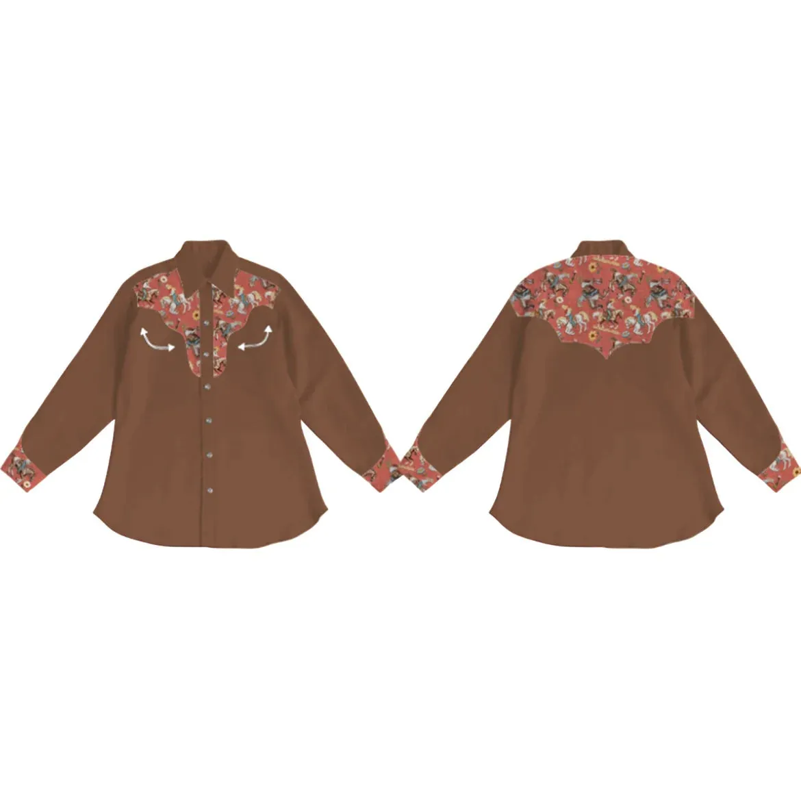 Girl's Shea Baby Brown Vintage Pearl Snap Onesie & Shirt