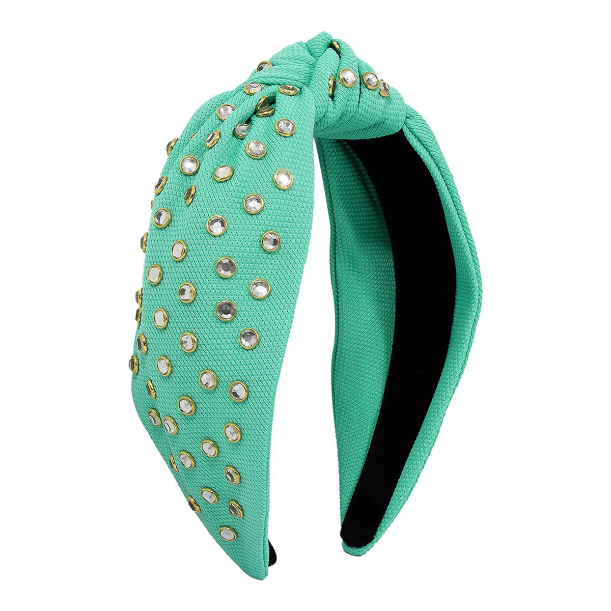 Green & Cubic Zirconia Knot-Accent Hard Headband