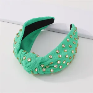 Green & Cubic Zirconia Knot-Accent Hard Headband