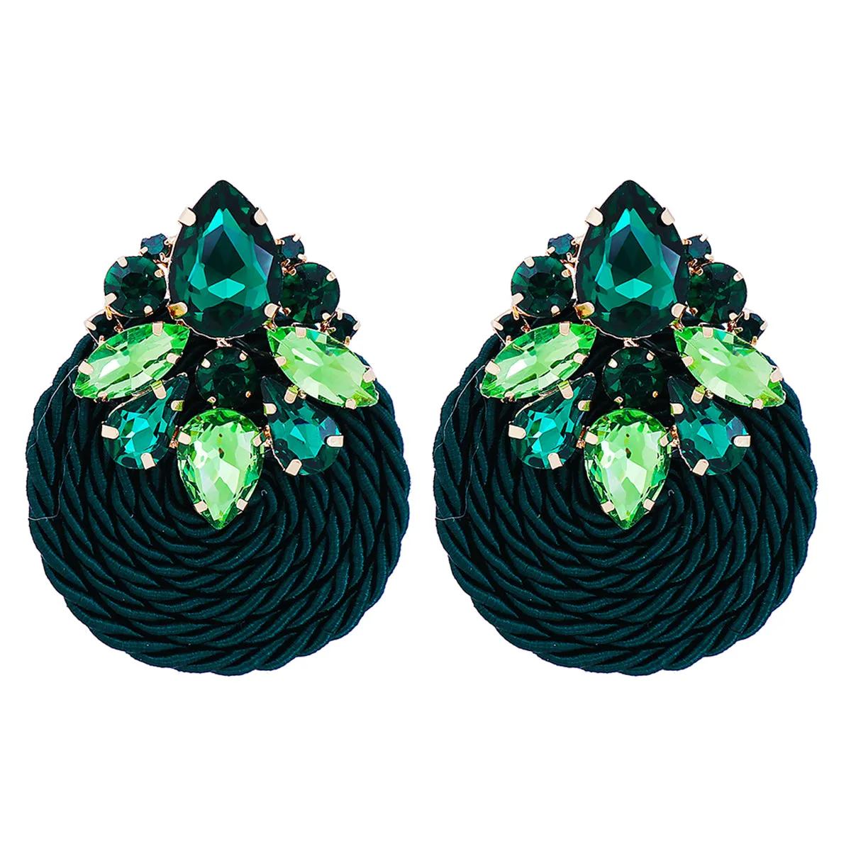 Green Crystal & Cubic Zirconia 18K Gold-Plated Round Drop Earrings