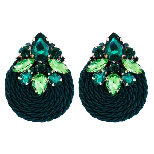 Green Crystal & Cubic Zirconia 18K Gold-Plated Round Drop Earrings