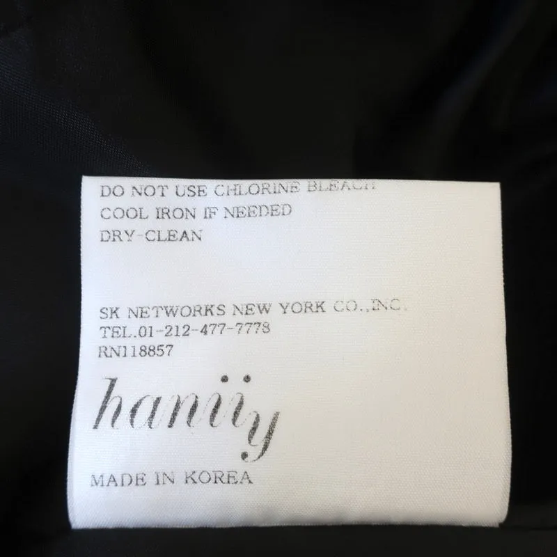 Hanii Y Belted Sheath Dress Black Wool Size 40 Sleeveless Boatneck