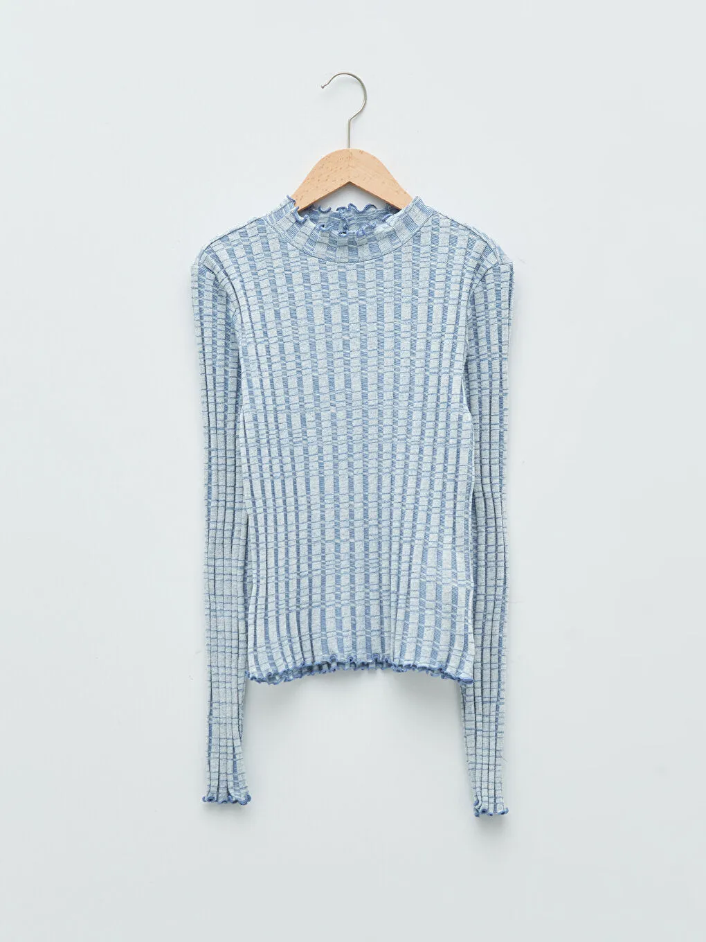 High Collar, Patterned Long Sleeve Women's T-Shirt